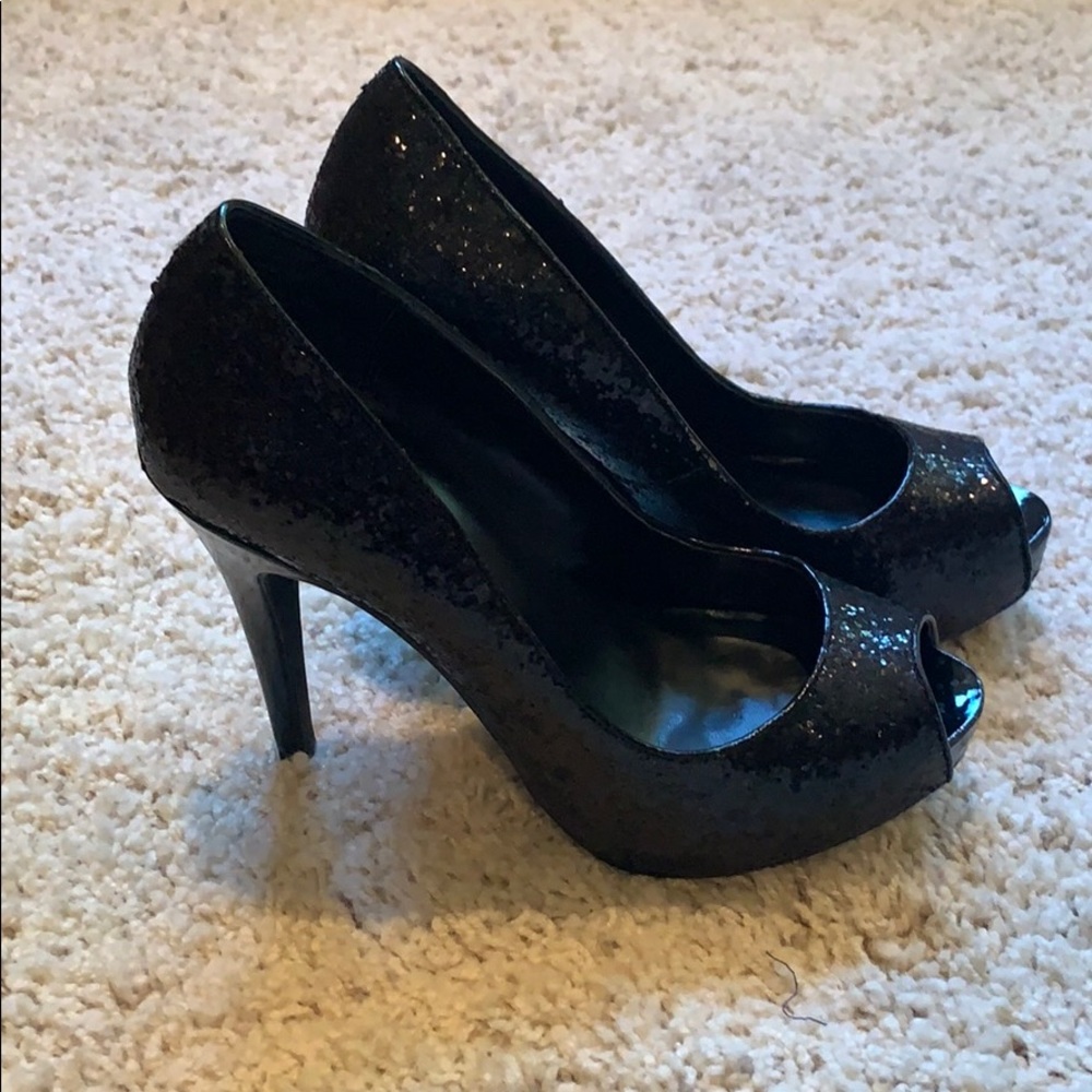 Peep Toe Platform Sequins Heels - image 3